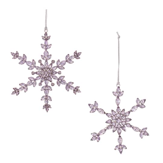 Melrose Purple Snowflake Jewel Ornaments Set